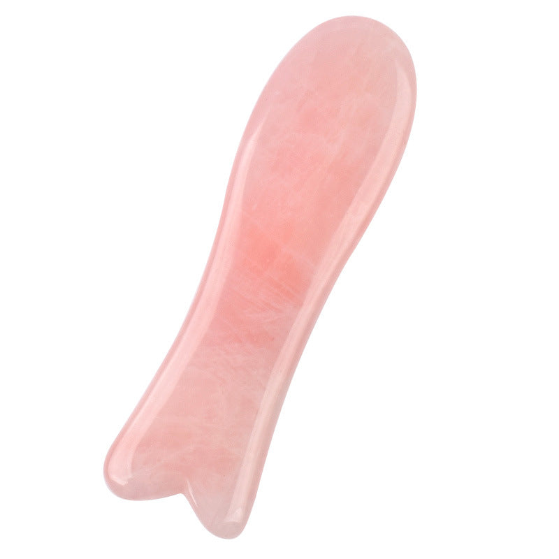 Rose quartz gua sha tool, fishtail shape